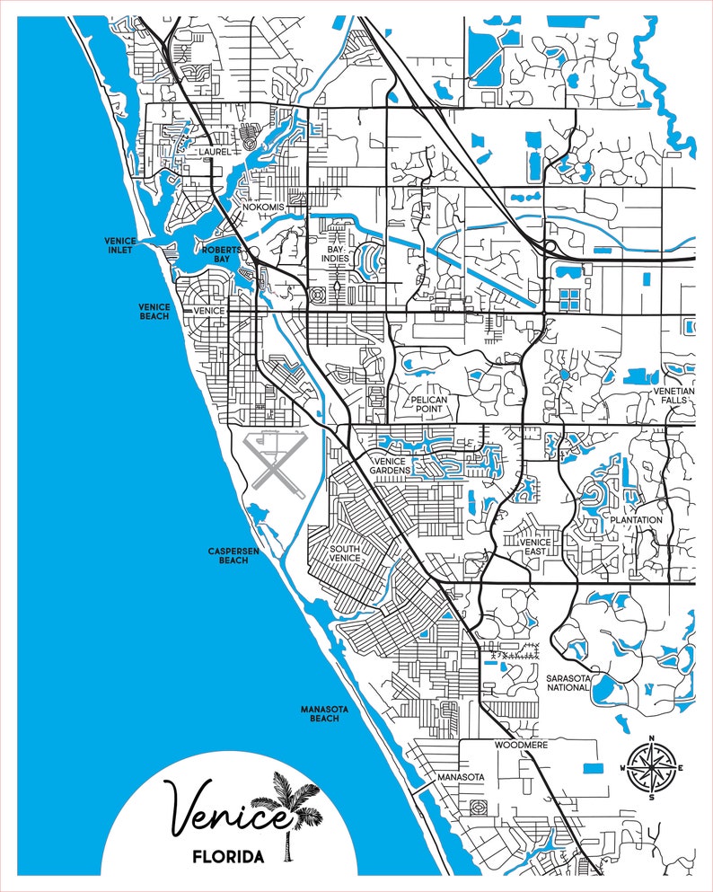 Venice Beach Map File, Venice Beach Svg, Florida Svg, Florida Laser ...