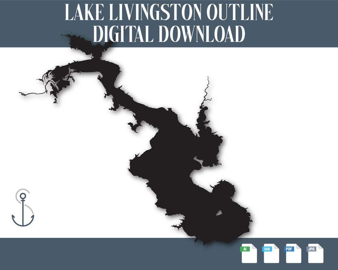 Lake Livingston Outline Lake Livingston File Instant Etsy