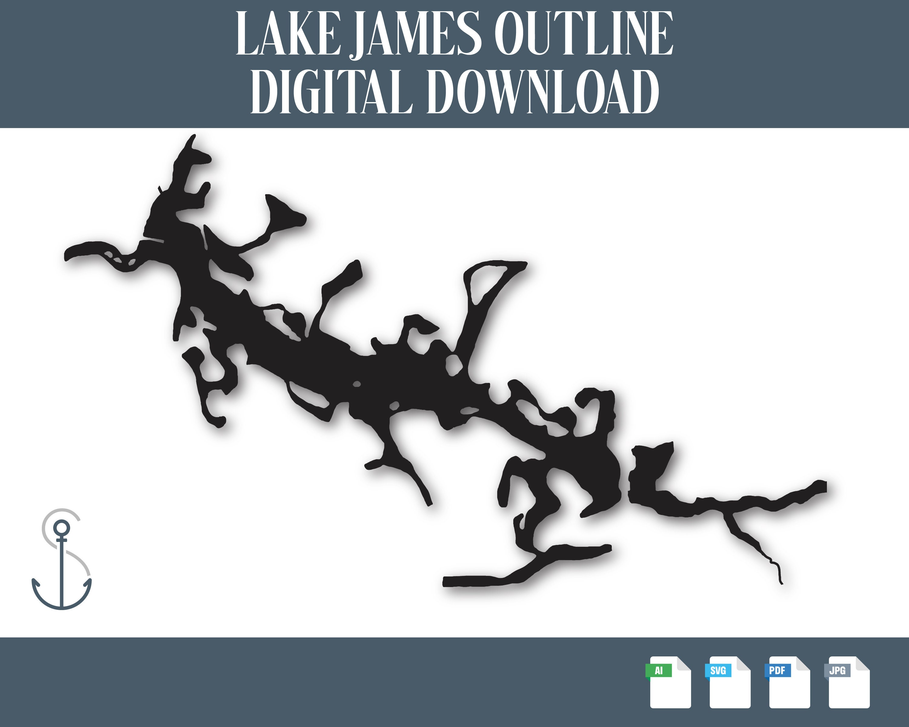 Lake James Outline, Lake James Map File, Instant Download, Laser File