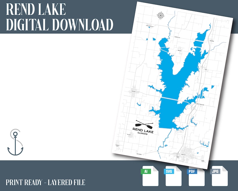 Rend Lake Map Rend Lake SVG Instant Download Laser File - Etsy México