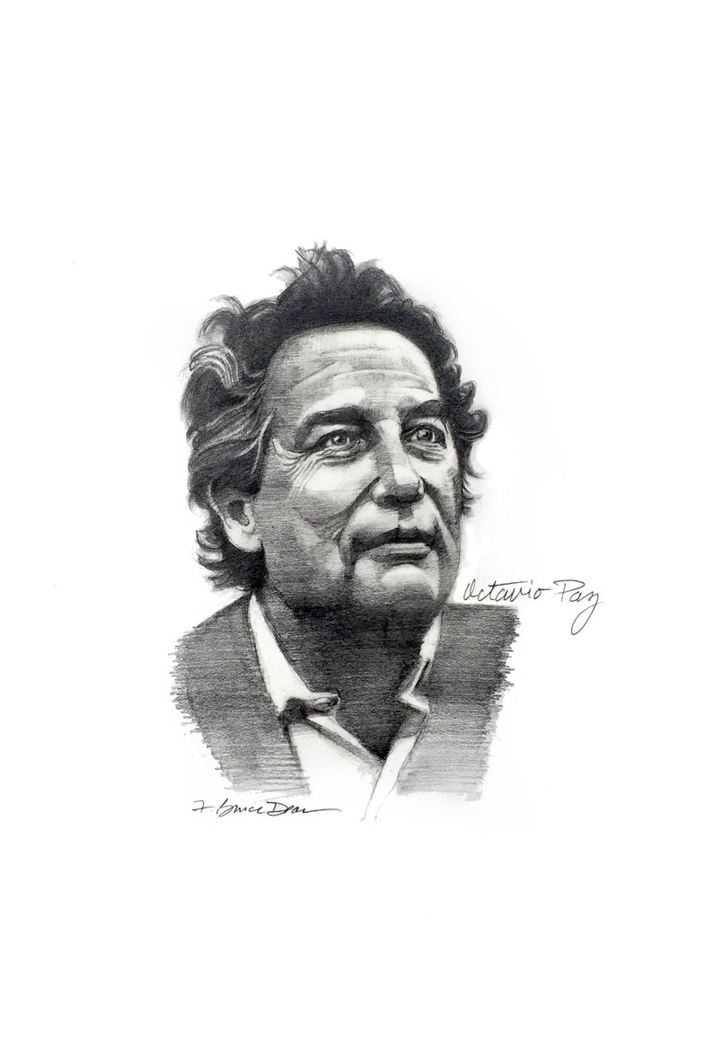 Octavio Paz portrait, fine art, digital print image 1