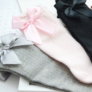 Toddler Girl Knee High Socks With Bow, Baby Cotton Socks For 0-6 Years, Soft Kids Long Socks, Christmas Gift for Daughter