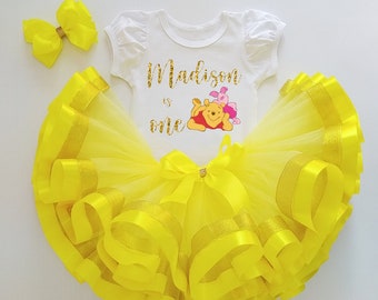 Vestito tutù giallo per compleanno per bambina con nome personalizzato, vestito per feste per bambini con fiocco, regalo per il primo compleanno con torta smash