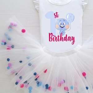Déguisement tutu à pompon blanc et rose pour tout-petit, jupe en tulle pour bébé fille, jolie robe tutu avec bandeau à nœud, robe d'anniversaire pour fille, tenue de fête pour enfants
