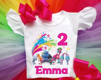 Regenboog verjaardag tutu-jurk voor meisjes, feestoutfit voor peuters met strik, kleurrijke verjaardagsrok set, gepersonaliseerde outfit verjaardag meisje