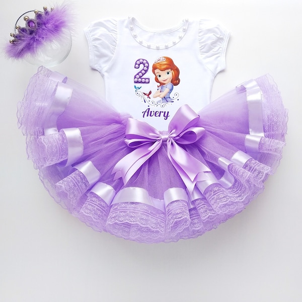 Personalized 4th Birthday Outfit, Birthday Girl Outfit, Purple Tutu Dress with Crown, Birthday Party Costume, Babygirl 1st Birthday Outfit
