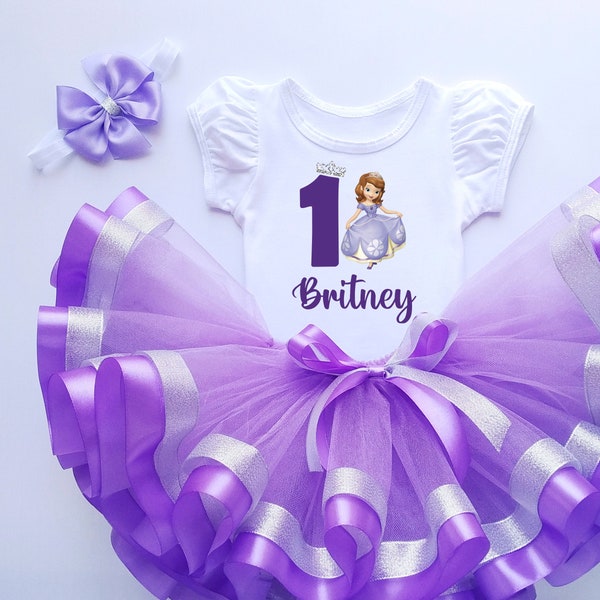 Tutu Outfit Set, Flower Girl Dresses, Birthday Gift for Daughter, Princess Purple Dress with Personalized T-shirt, Gift Party Outfit Set