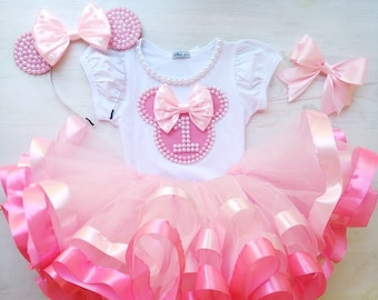 Baby Girl Outfit Set, Birthday Party Outfit Set, Tulle Skirt, Pink Skirt for Baby Girl, Flower Girl Dress, Custom 2 Pieces Birthday Outfit