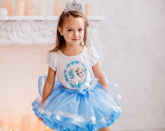 Komplet tutu dla niemowląt na urodziny, sukienka księżniczki dla dziewczynek, spersonalizowana koszulka i spódnica z tiulu, niebieski kombinezon dla malucha z koroną, sukienka tutu dla małej dziewczynki