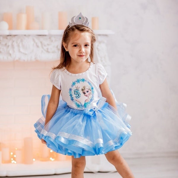 Tenue tutu de princesse, ensemble de tutu d'anniversaire, 5e anniversaire, tenue tutu personnalisée, déguisement fête d'anniversaire pour filles, séance photo pour 1er anniversaire de fille