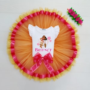 Orange and Pink Toddler Tutu Costume, Tulle Skirt & Custom T-shirt for Baby Girl, Toddler Birthday Outfit, Girls Photoshoot Dress, Tutu Set