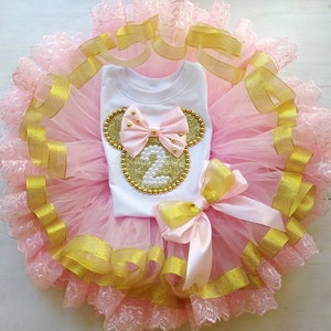 Baby Girl Birthday Outfit, Pink Gold Tulle Skirt, Cute Flower Girls Dress, Dress for Any Age, Pink Girls Wear Set, Tutu Skirt T-shirt Tulle