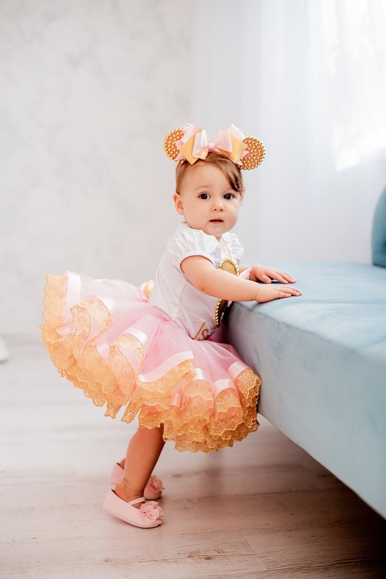 Sweet Birthdy Girl Dress, Pink and Gold Costume, Birthday Outfit, Tutu Dress for Girls, Cake Smash Outfit, 1st Birthday Toddlers Dress