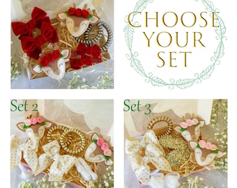 Custom Hair Clip Set for Christmas Party, Girls Hair Bow Gift Set, Cute Deer Head Clips & Velvet Bows, Baby Toddler Hair Accessories,