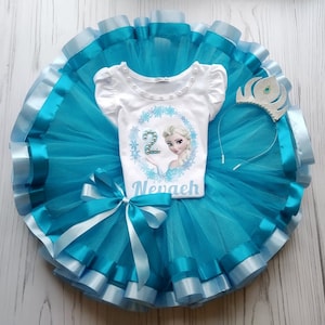 Robe de princesse bleue, jolie robe d'anniversaire, tenue d'anniversaire pour petite fille, robe de soirée flocon de neige, tenue Cake Smash, tutu bleu pour petite fille