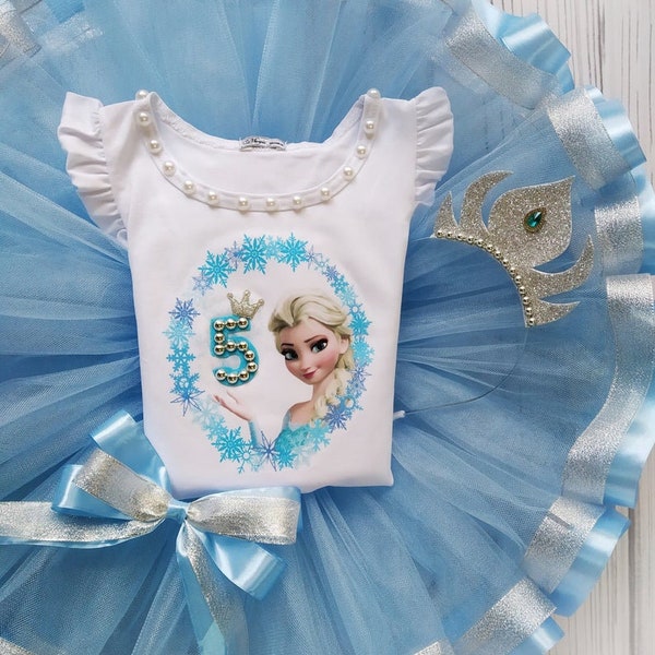 Tenue tutu d'anniversaire, ensemble de tutu pour le 5e anniversaire, déguisement de princesse personnalisé, jupe de princesse en tulle avec t-shirt, dressing pour tout-petit