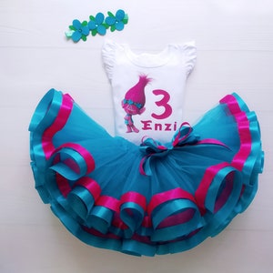 Conjunto de tutú azul pastel para tercer cumpleaños, conjunto para niña pequeña con falda de tul y camisa personalizada, vestido de fiesta hecho a mano como regalo.