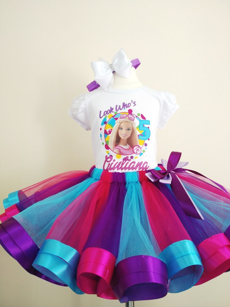 Barbie Birthday Tutu Outfit Multicolored Barbie Tutu Dress Etsy
