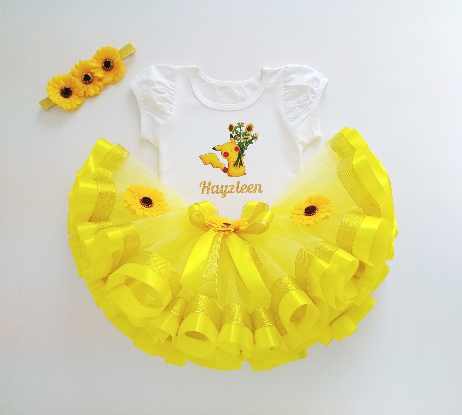 Cute Yellow Dress Baby Girl Custom Tulle Set Unusual Etsy