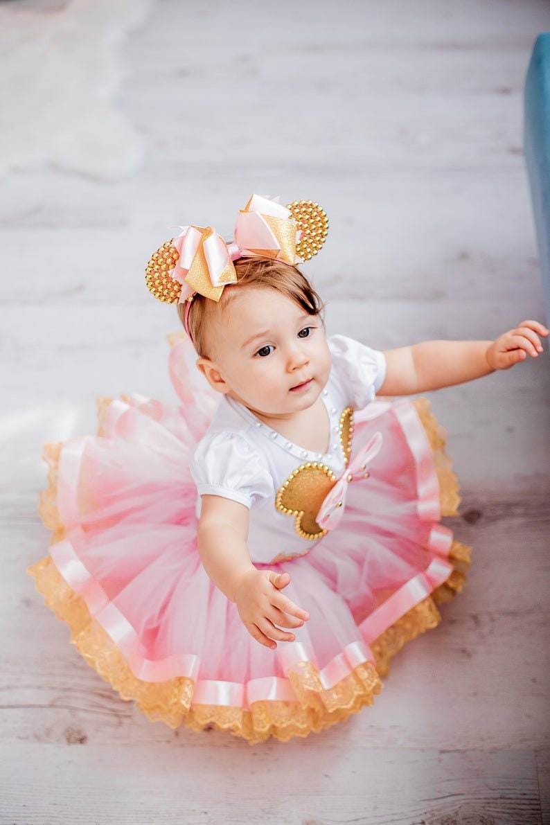 Minnie Mouse Dress Pink and Gold - Etsy Minnie Mouse Dress Pink and Gold - Etsy