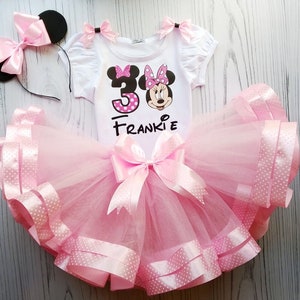 Personalized Tulle Outfit, Pink Tutu Outfit, Pink Birthday Wear Set, Third Cake Smash Dress, Pink Birthday Party, Toddlers Party Wear Set