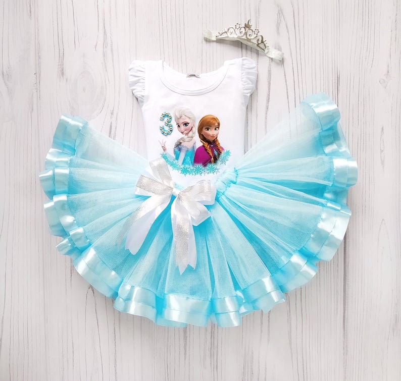 Baby Girl Birthday Gift Idea Blue Dress Princess Party Tulle Etsy