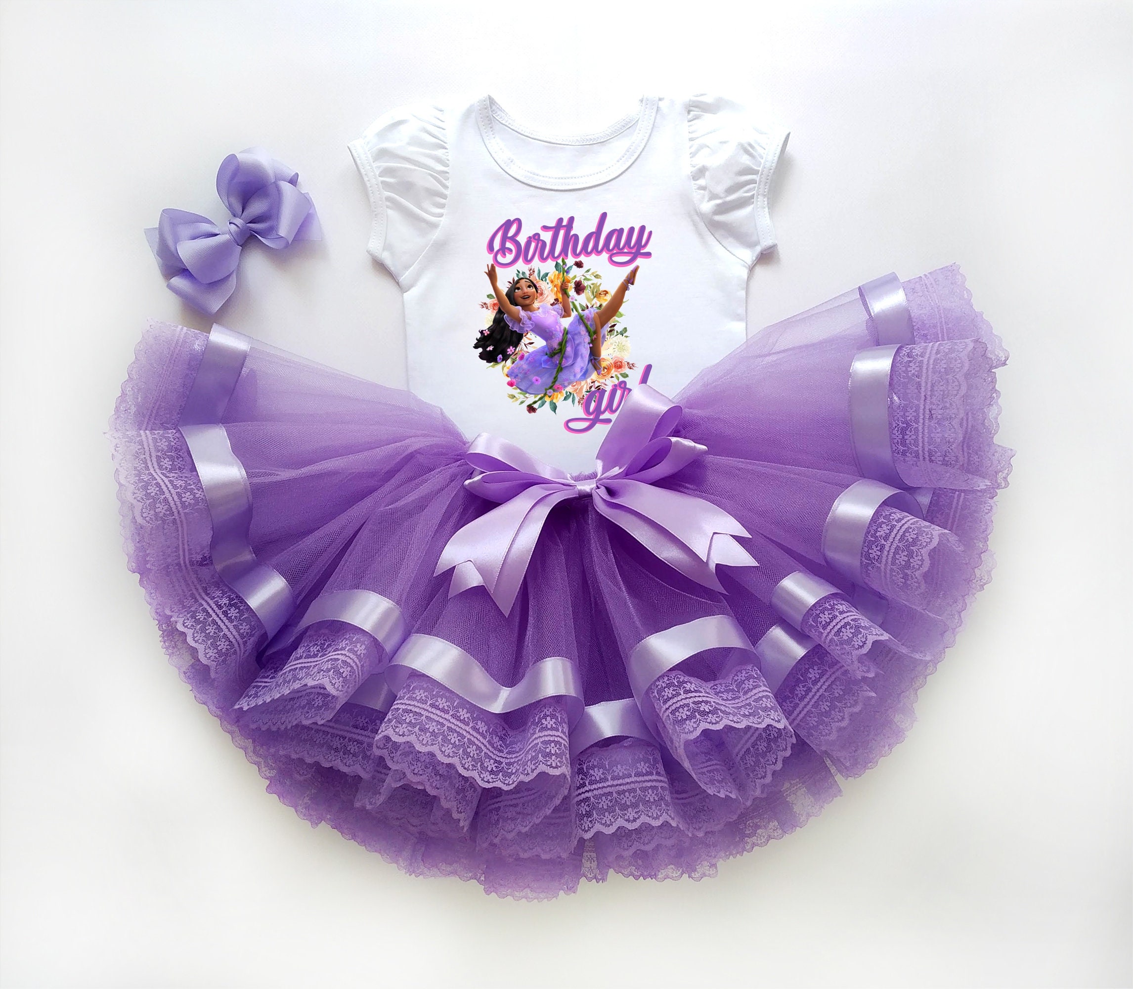 Deguisement Encanto Robe avec Perruque de princesse violette pour filles  Costume de carnaval pour enfants Cosplay Isabela