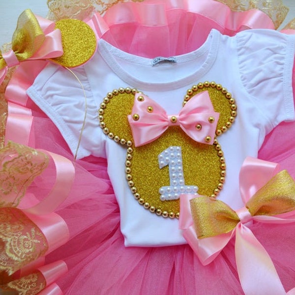 Party Outfit 1st, 2nd, 3th, 4th, 5th Birthday Outfit, Pink and Gold Outfit for Toddler Girl, Cake Smash Outfit, Custom Little Girls Clothes