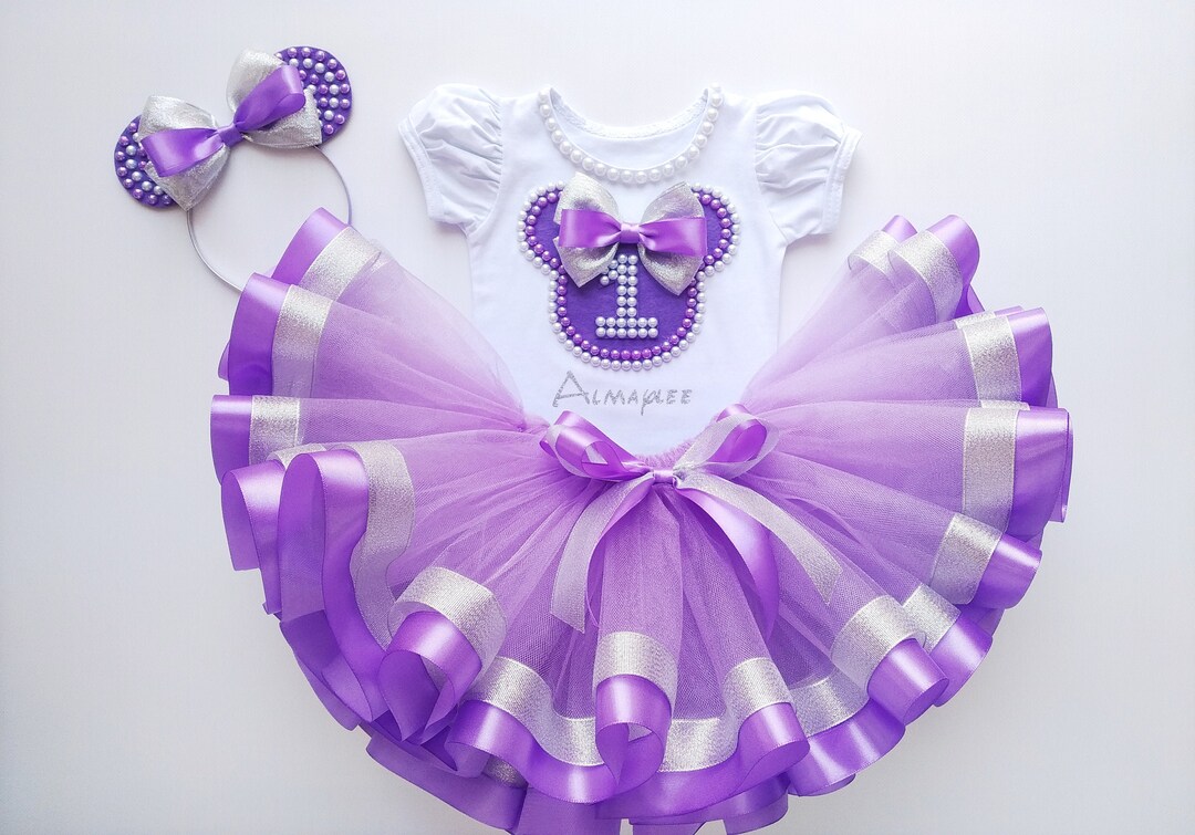 Lavender Tulle Birthday Outfit, Baby Girl Purple Dress, Personalized Tutu With Tshirt, Set Cake