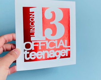Personalized Greeting Card | Official Teenager | 13th Birthday Card
