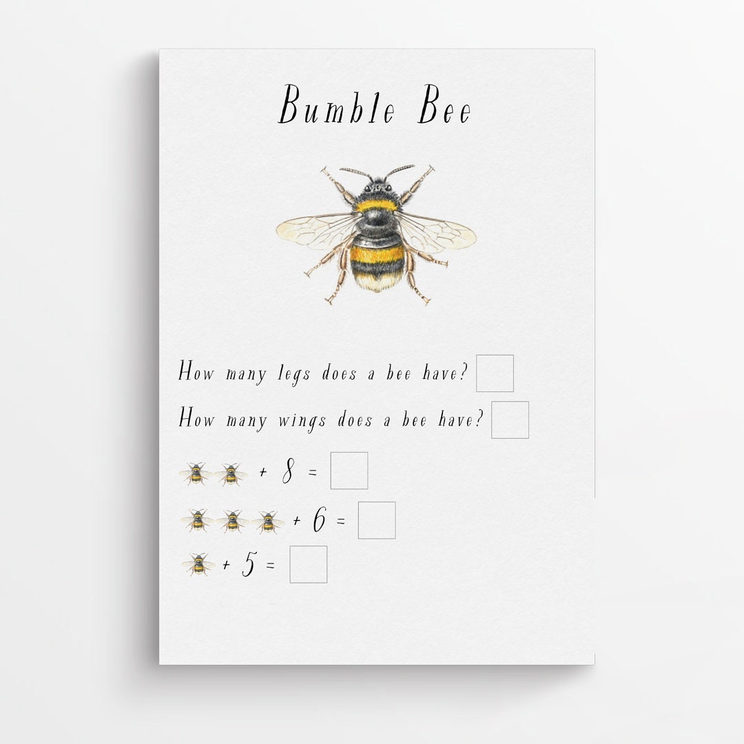 Bee Themed Worksheets for Nursery, Reception, Kindergarten, KS1 Etsy