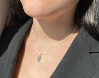 Aquamarine necklace silver | Silver necklace with pendant | Blue Stone Jewelry | Aquamarine pendant | Healing stone jewelry | Best friend gift