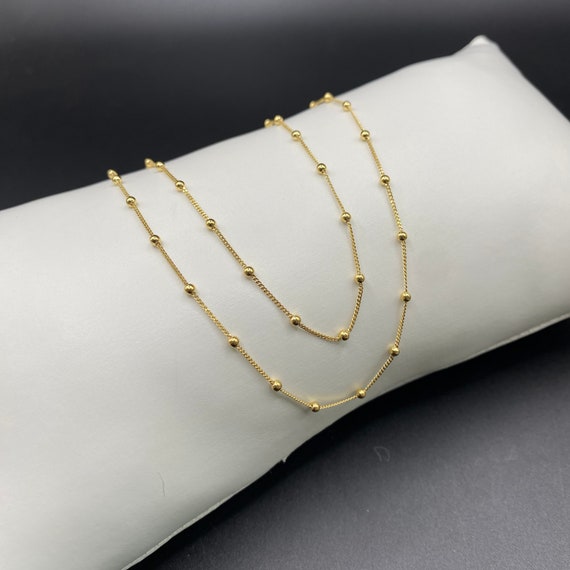 long double row gold necklace