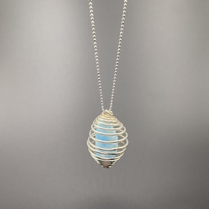 Larimar Anhänger an Diamantierter Kugelkette, Hellblauer Edelstein Silber Schmuck Damen, Sommer Geschenk, Heilstein Wirkung, Atlantis Stein