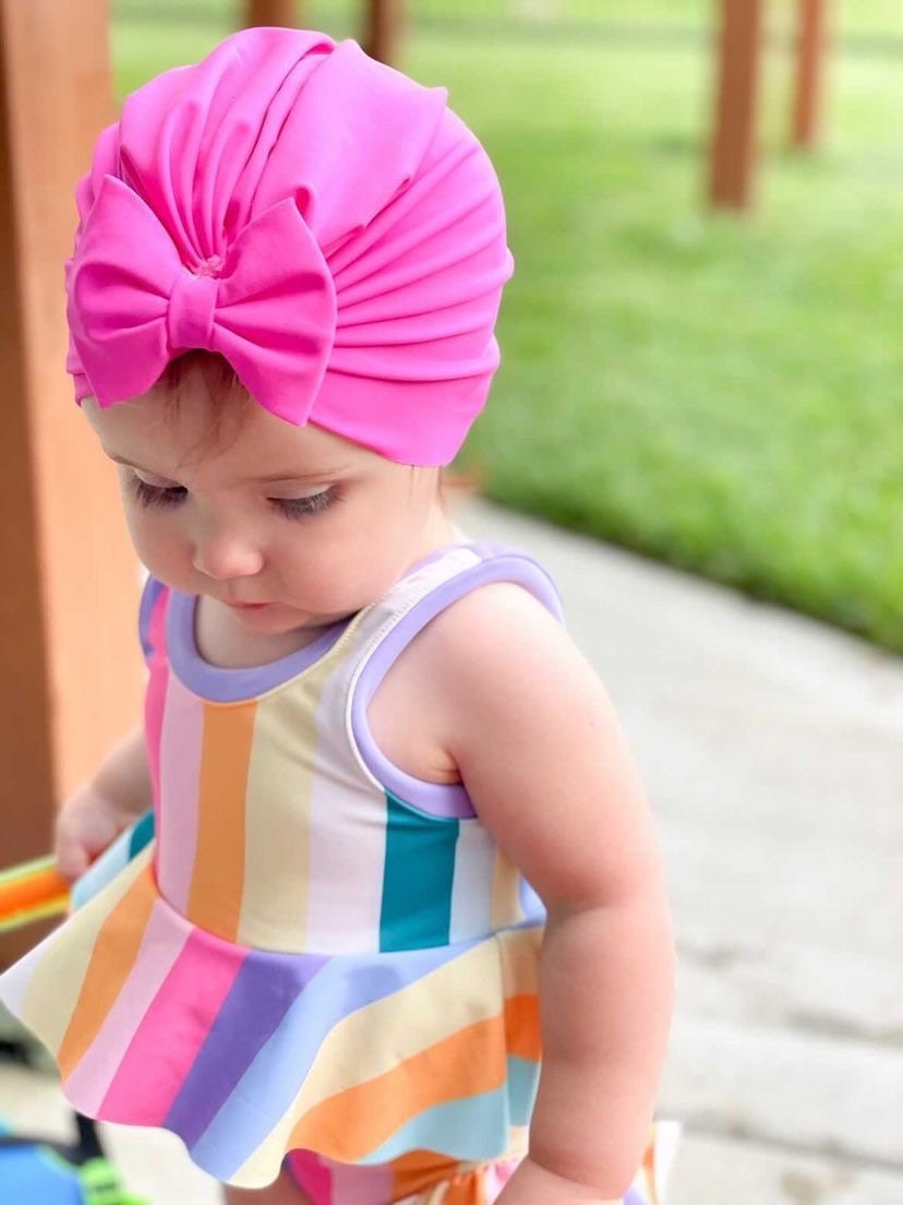 Baby swim cap for girls Baby swim turban Pool Hat Newborn Etsy Nederland