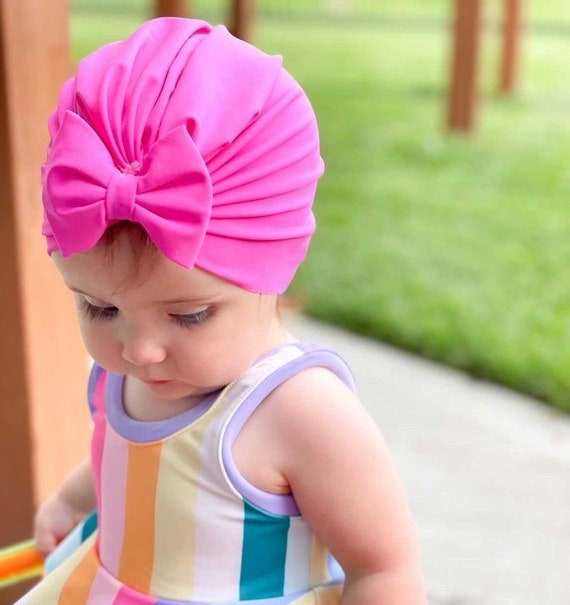 Bonnet turban avec grand chignon pour bébé fille de 0 à 18 mois