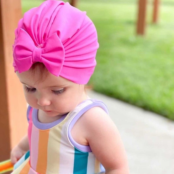 Baby swim cap for girls - Baby Girl swim turban, Baby Pool Hat, Newborn Beach Cap - Baby Turban - Water Hat for the Beach or Pool