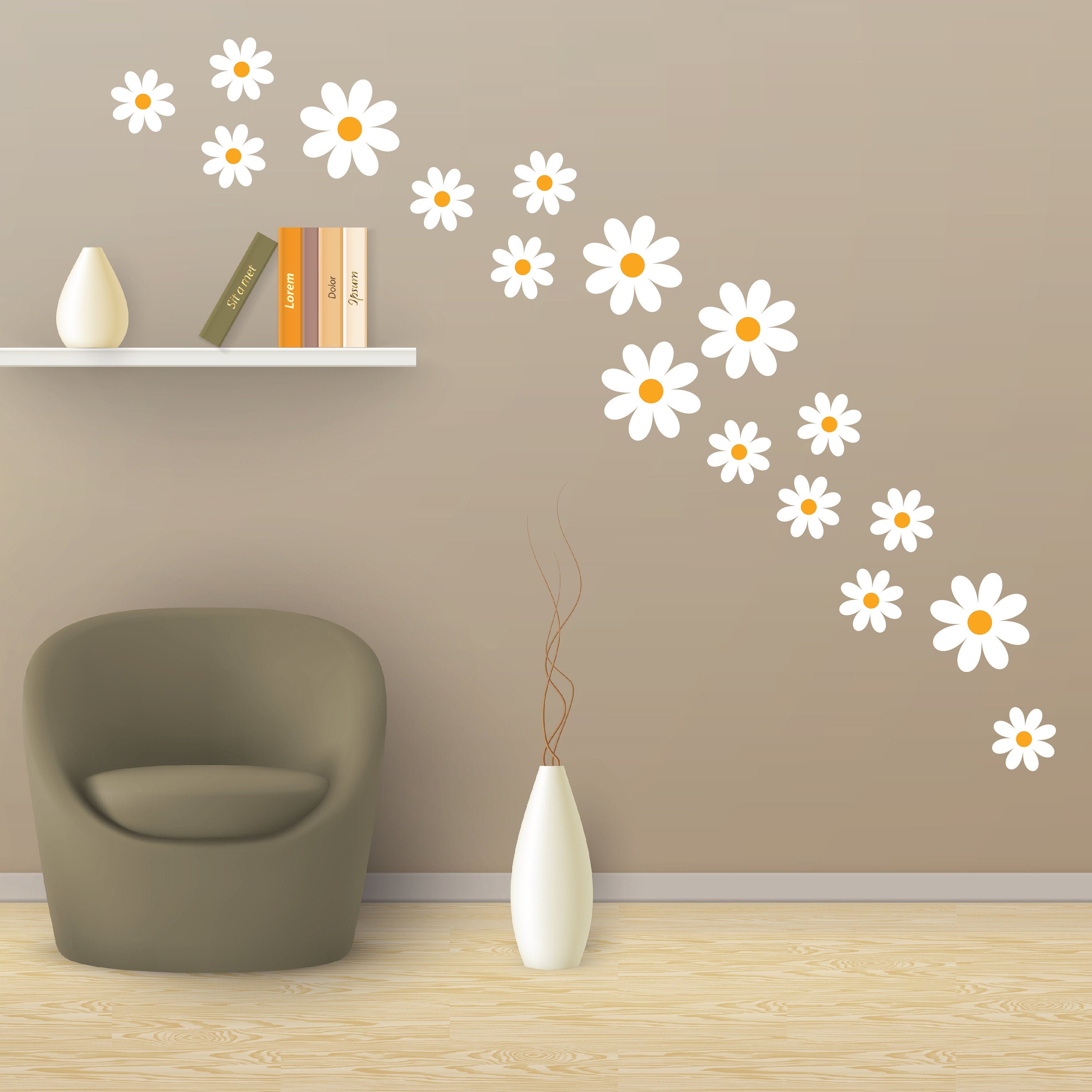 Cute Daisy Flower Wall Decals Nursery Decal Vinyl Wall Decal Etsy UK
