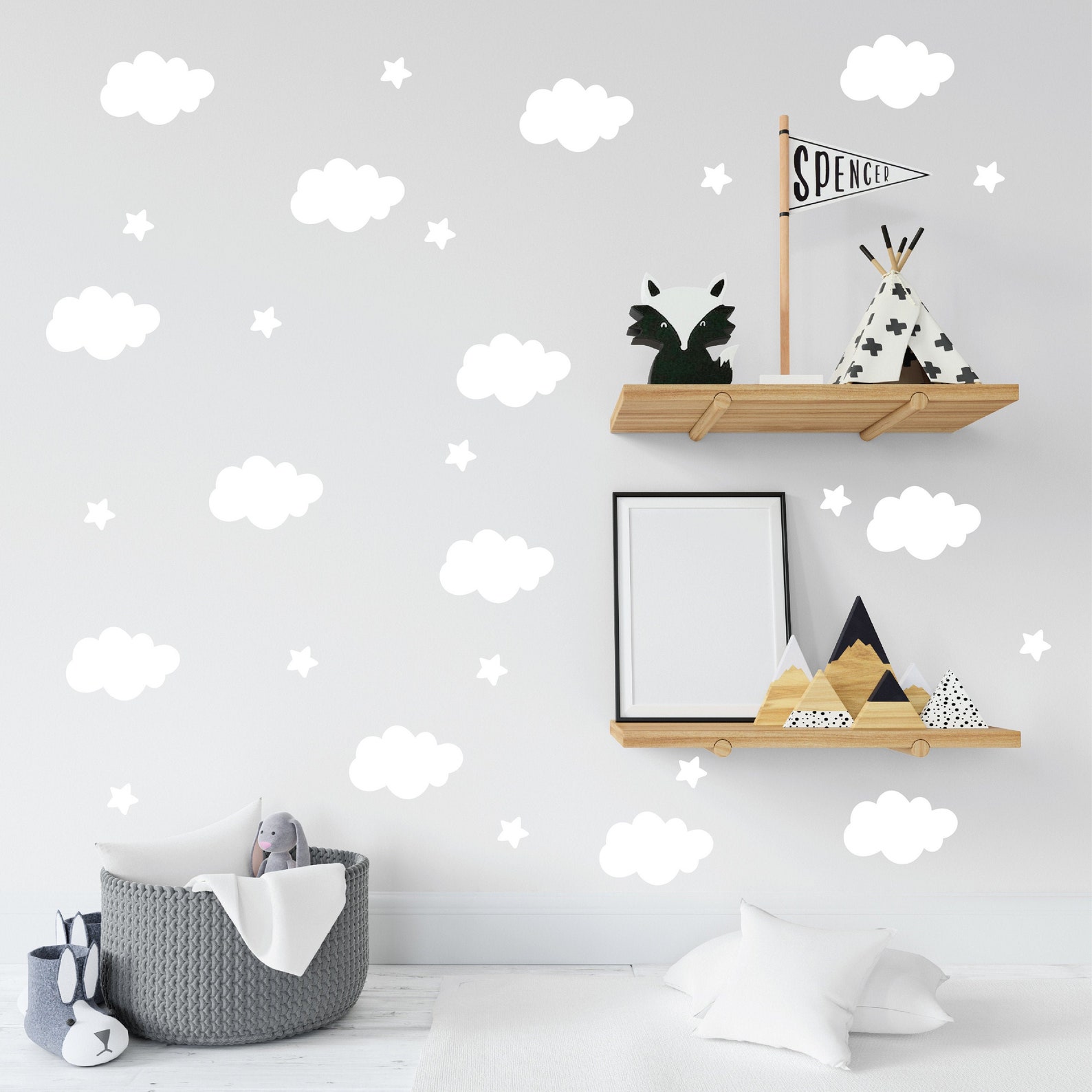 Clouds and Stars Wall Decals Nursery Decals Cute Clouds & Etsy