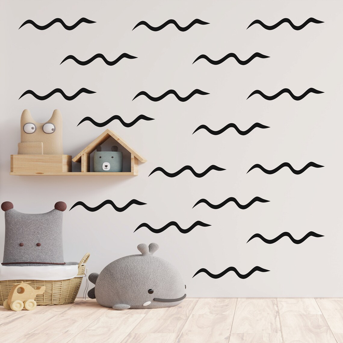 Wavy Lines Wall Decals Handdrawn Wall Decals Abstract Wall Etsy