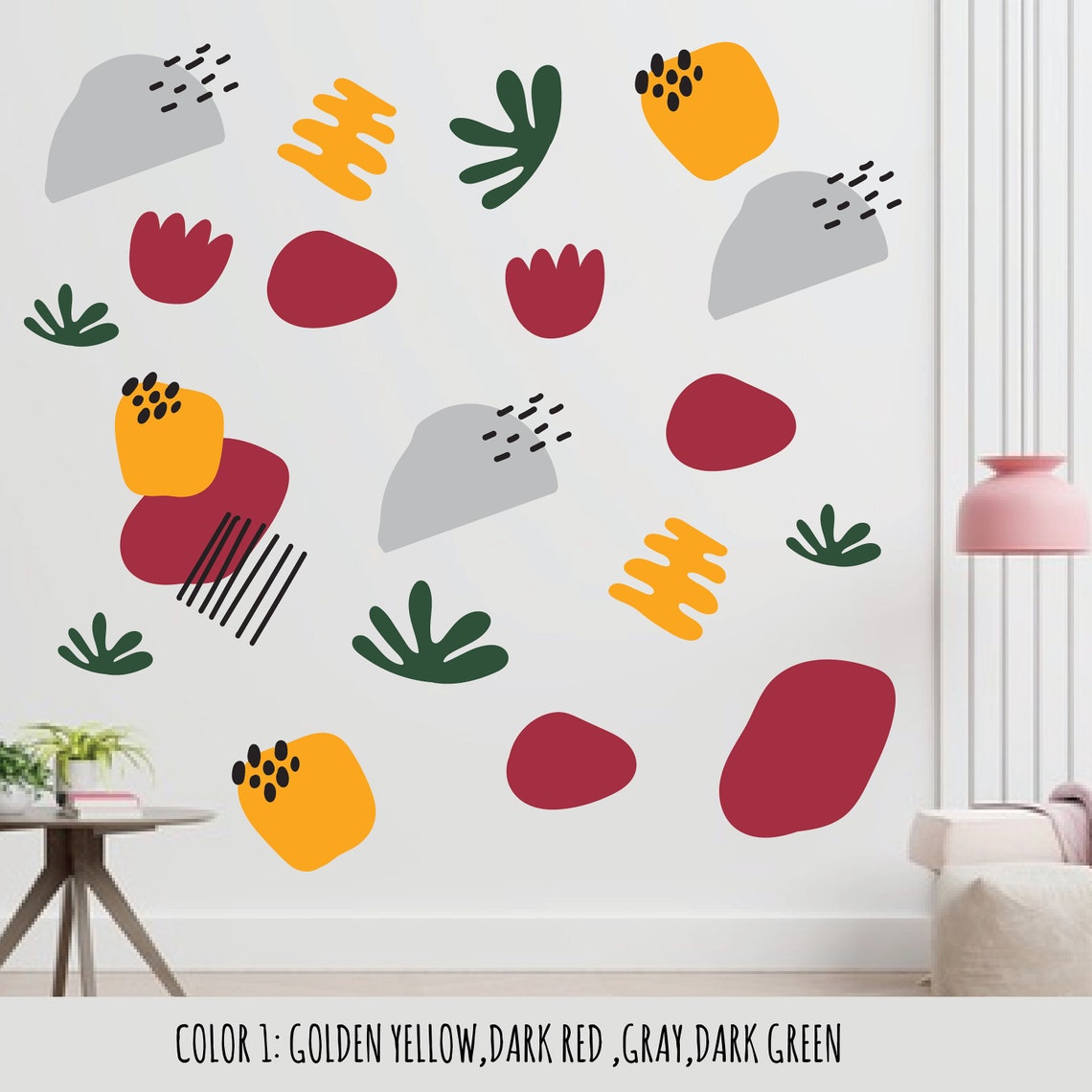 Shape Abstract Wall Decals Abstract Wall Stickers Boho Modern Etsy