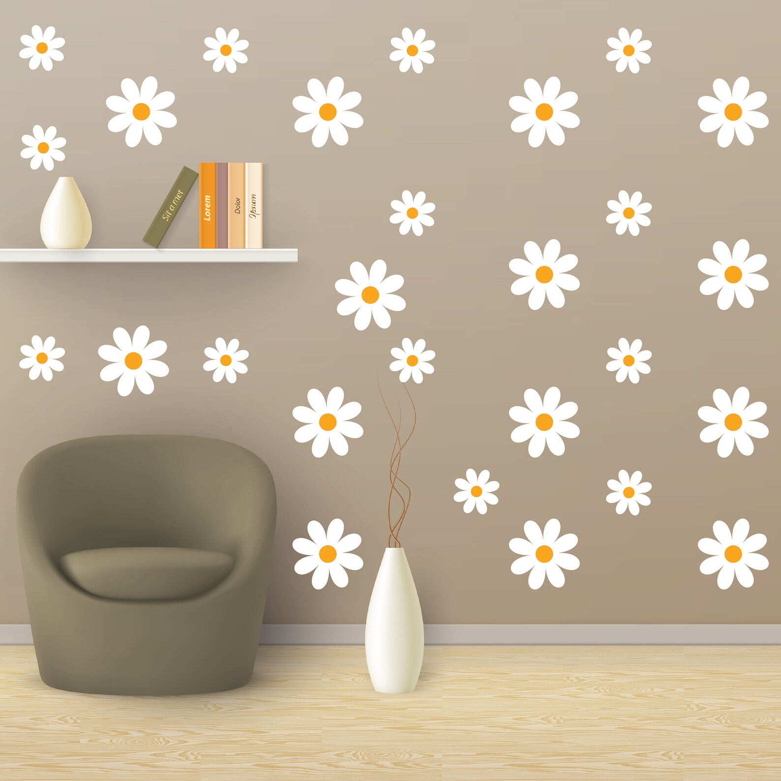 Cute Daisy Flower Wall Decals Nursery Decal Vinyl Wall Decal Etsy UK