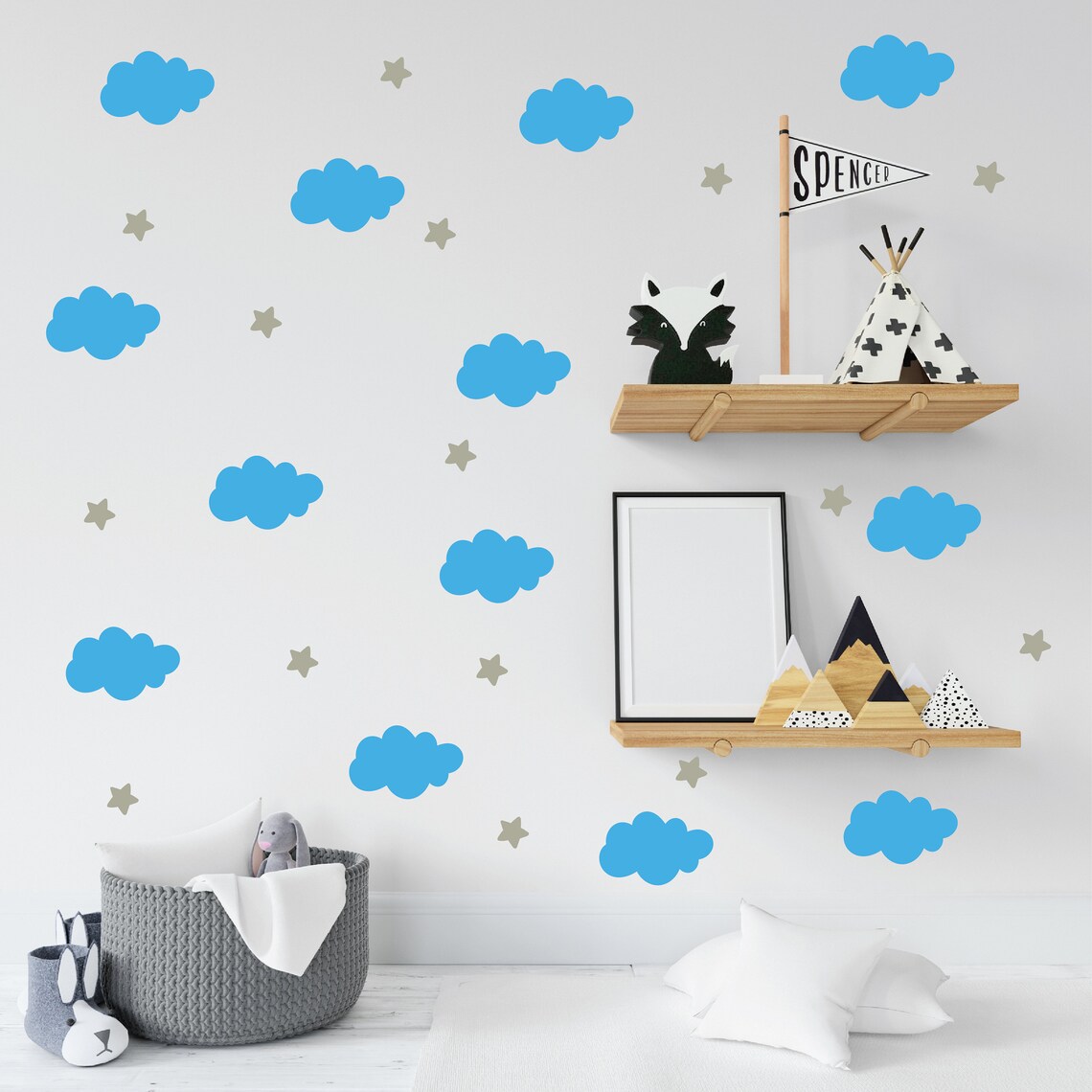 Clouds and Stars Wall Decals Nursery Decals Cute Clouds & Etsy