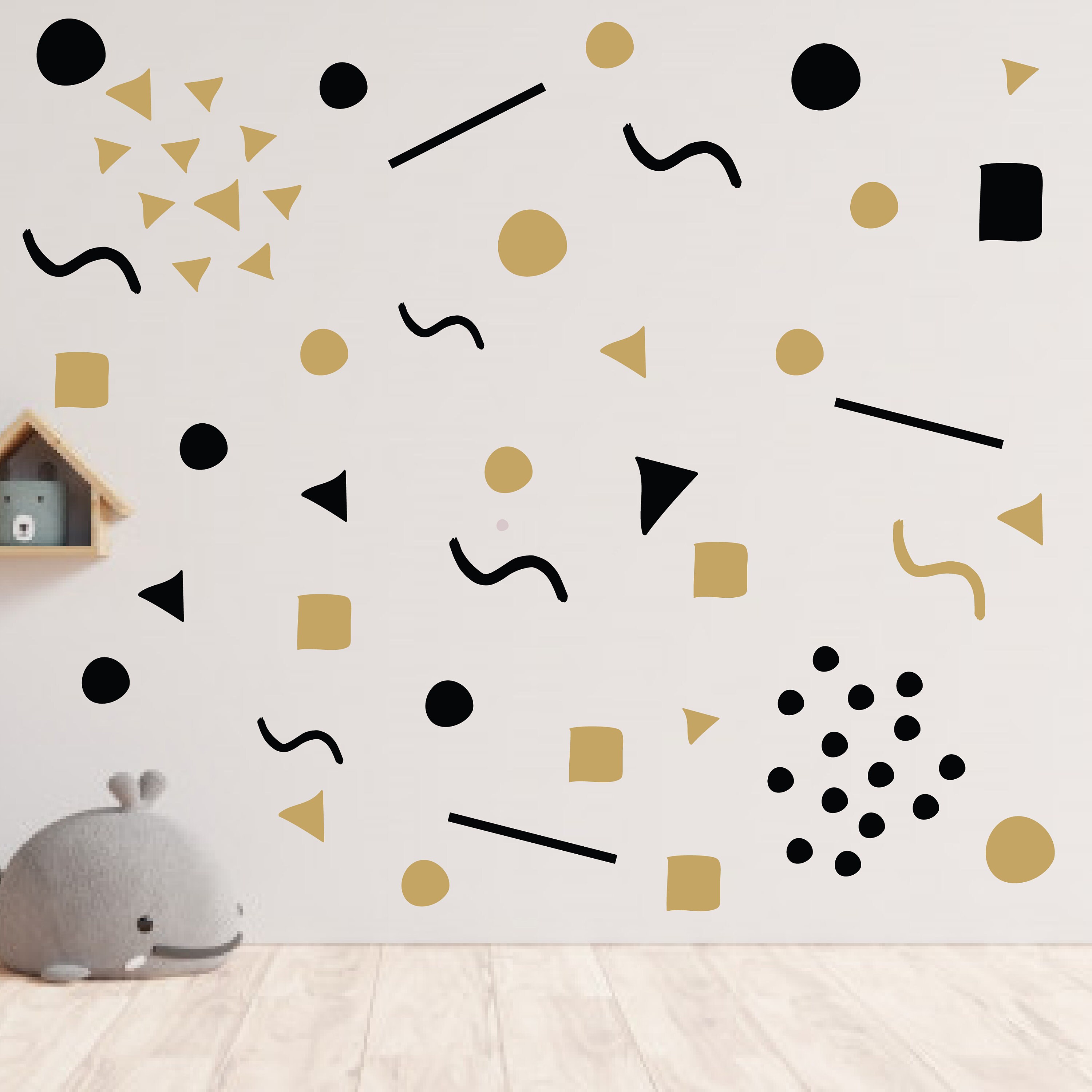 Shape Wall Decals Retro Wall Decals Wall Decor Geometric Wall Etsy