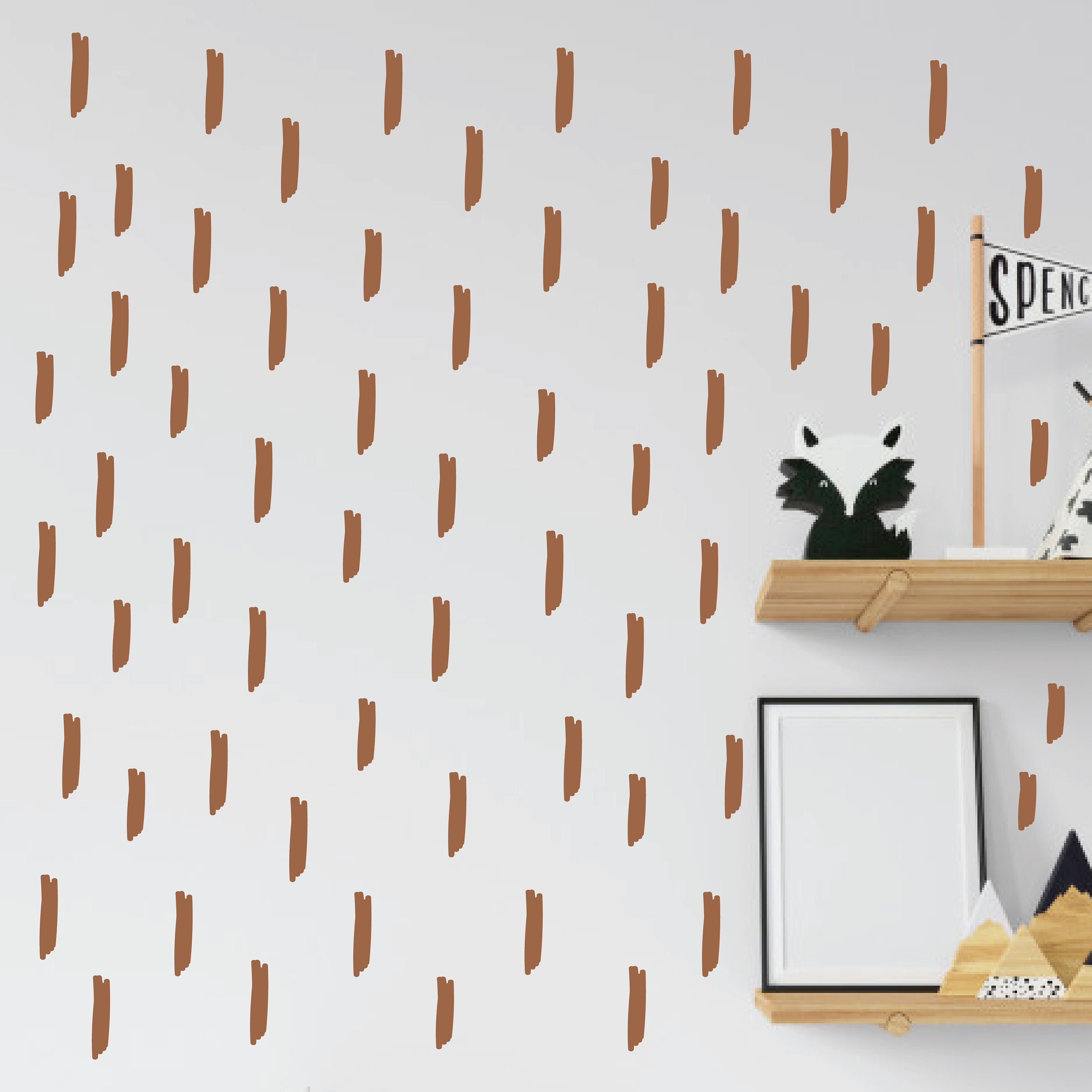 100 Pcs Stroke Paint Brush Wall Decals - Abstract Stickers Line Decal Boho Nursery Decor Kids Decors