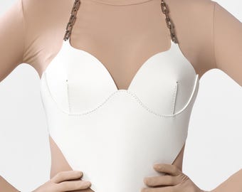 Leather corset top, Genuine leather corset, Leather bustier top, Overbust corset, Plus size corset top,Leather bralette top,Leather lingerie