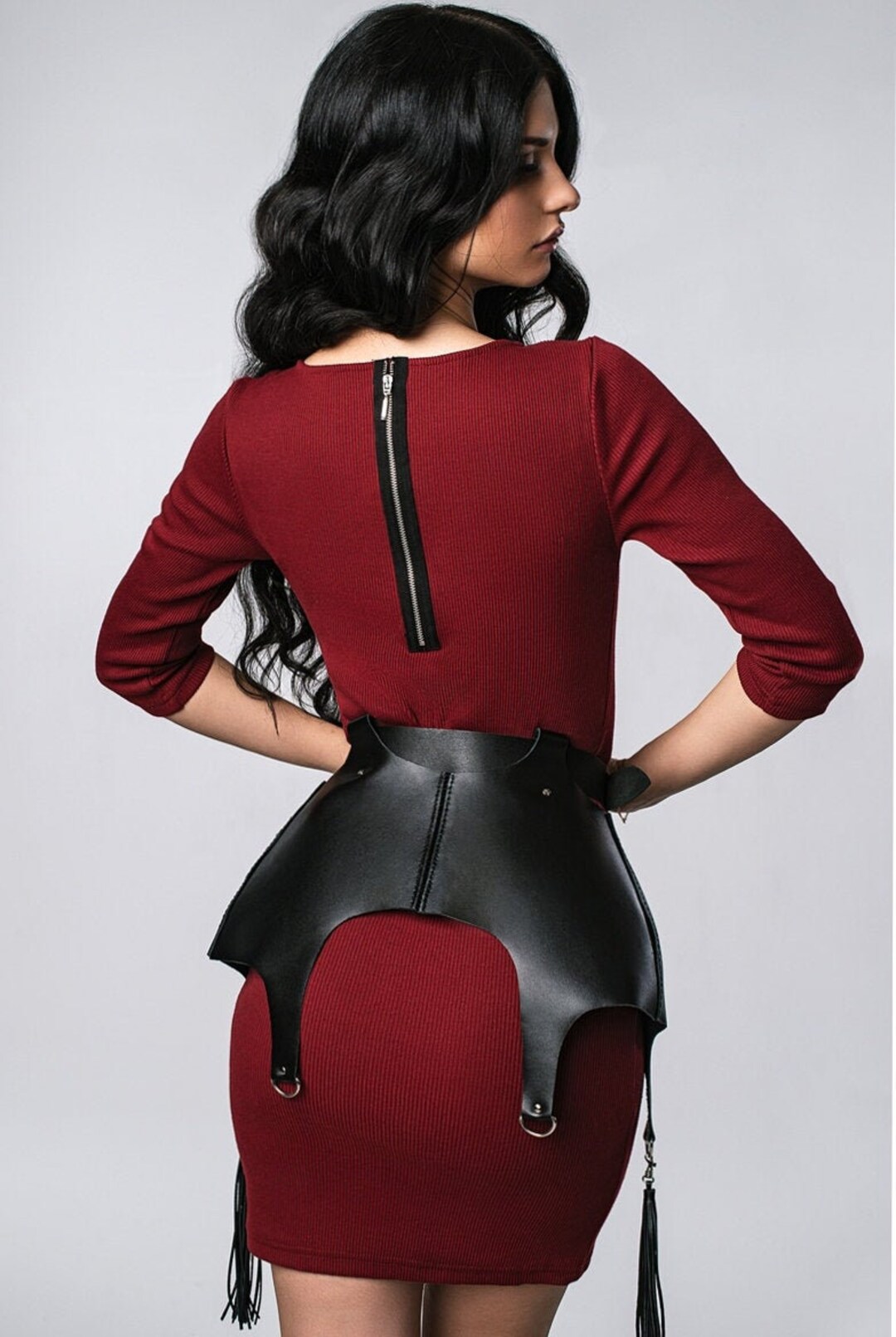 Leather Skirt Belt, Wide Waist Belt, Leather Peplum Belt, Peplum Belt