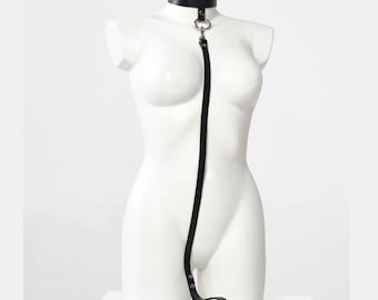 Black leather collar for women, Leather collar and leash human, O ring harness collar, Harness choker, Genuine leather choker, Collar human