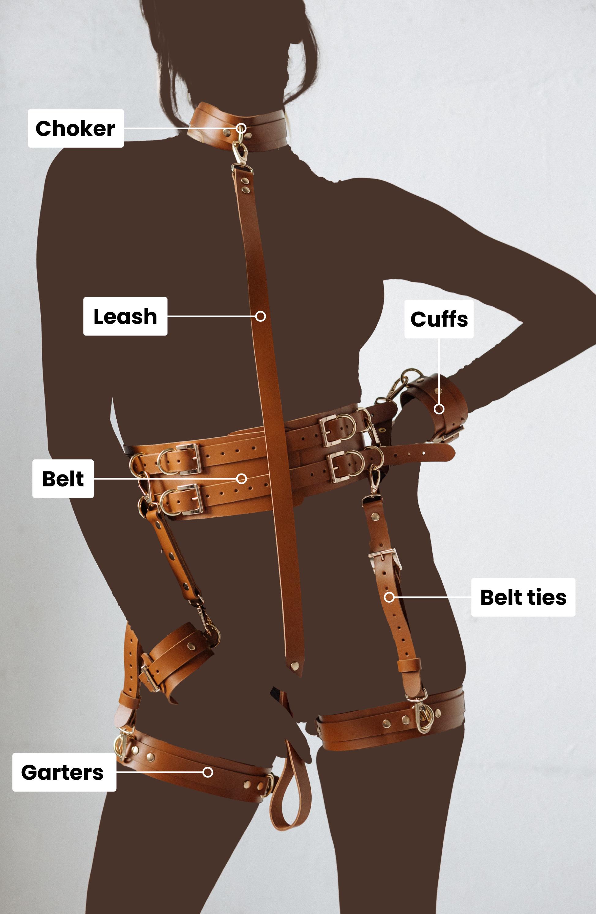 Garter Belt Cuffs, Bondage Harness, Thigh Harness Lingerie, Leather  Lingerie for Women, Leg Harness Women, Leather Garter Belt, Mature