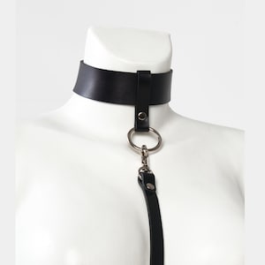 O ring leather collar, Collar and leash, Black leather choker o ring, Handmade leather choker, Leather collar sub man, Sub collar for women